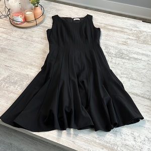 Calvin Klein Dress Sleeveless Black Flare Skirt  Below The Knee Size 6